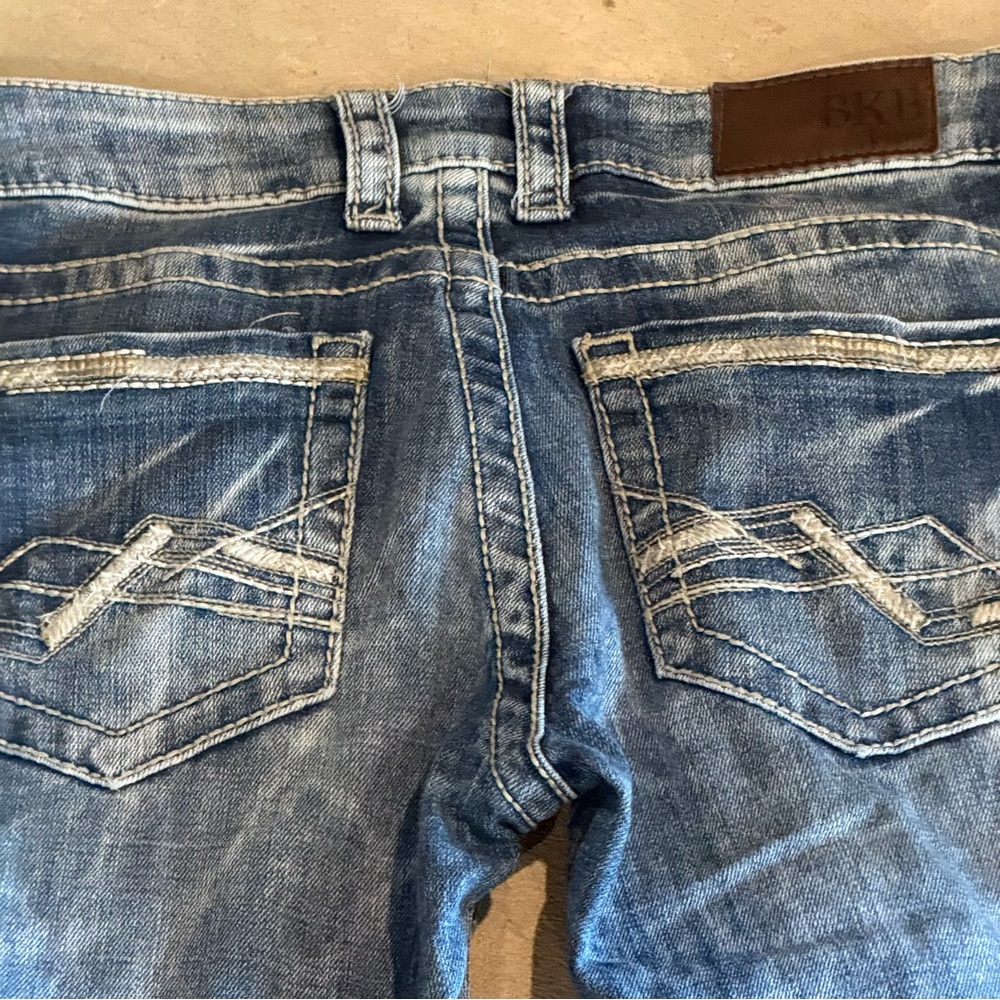 BKE Blue Straight Leg Jeans with Distressed Look - Picture 9 of 11
